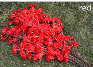 Три ветви для одного букета Искусственные цветы вишни Гирлянда для дома орнамент свадебный фон украшение арки - Цвет: red
