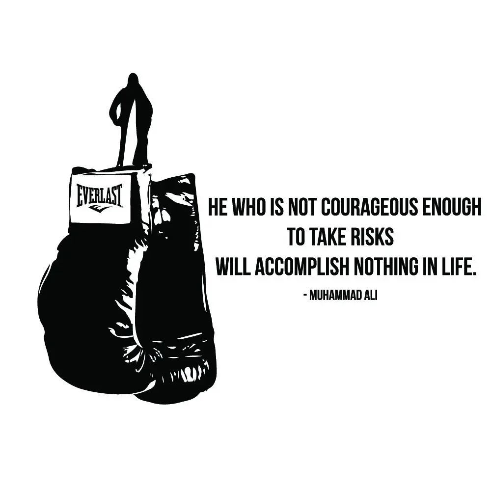 CLSTROSE Muhammad Ali Famous He Who Is Not Courageous Quotes Wall Stickers Home Decor Decor Living Room Sport Gym Decal Murals in Wall Stickers from Home