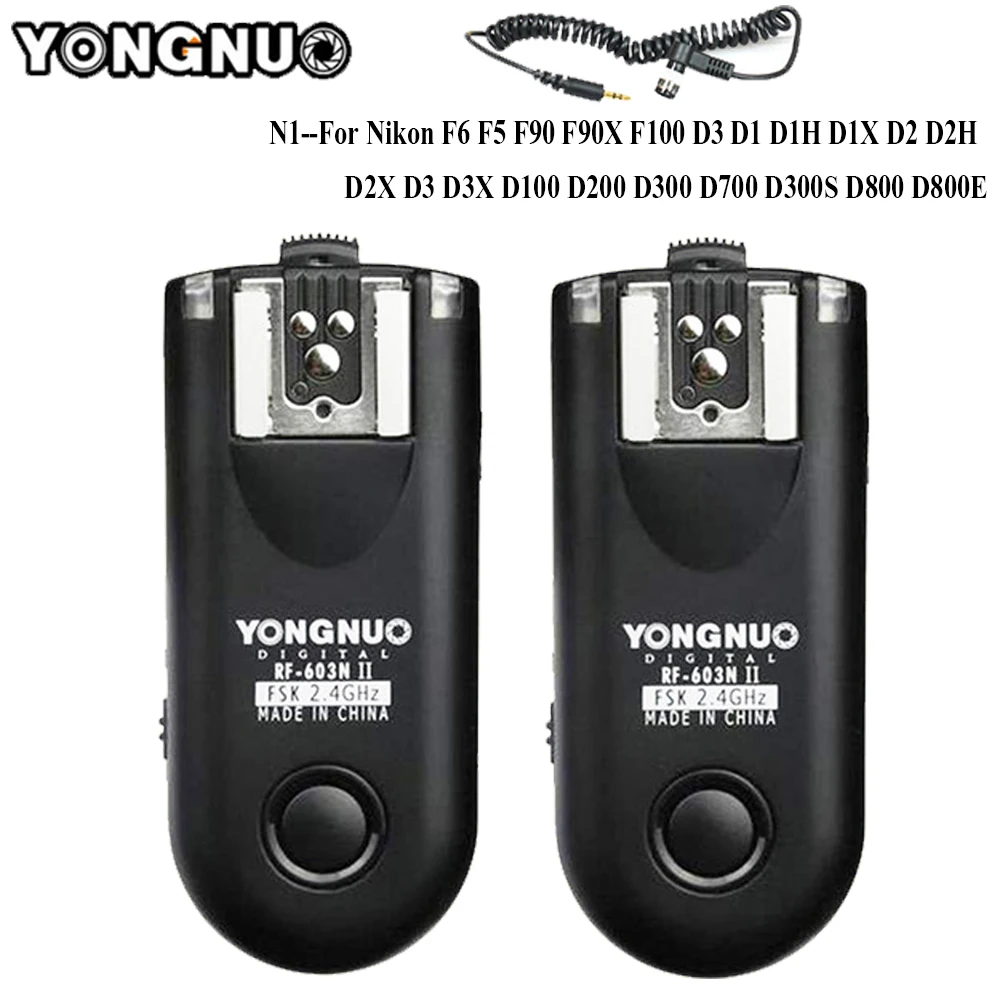 

YONGNUO RF-603 II N1 Radio Wireless Remote Flash Trigger for Nikon D800 D700 D300 D2X D2H D200 D1H D1X D3X D3 90s F5 F6 F100