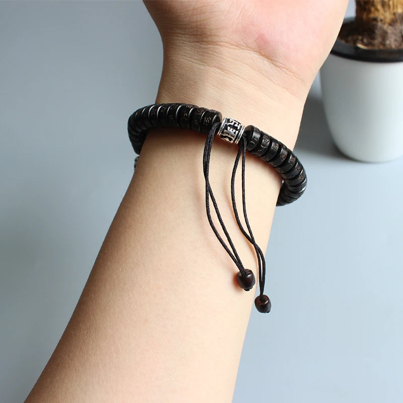 Eastisan Tibetan buddhism Vajra Charm Natural Coconut shell beads OM Mani Padme Hum Bracelet For Man Women Handmade Dropshipping