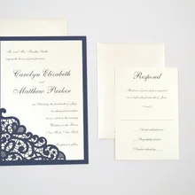 50 шт. темно-синий карман Романтический конверт для приглашения на свадьбу, лазерная резка пользовательские приглашения, персонализированные поздравительные открытки