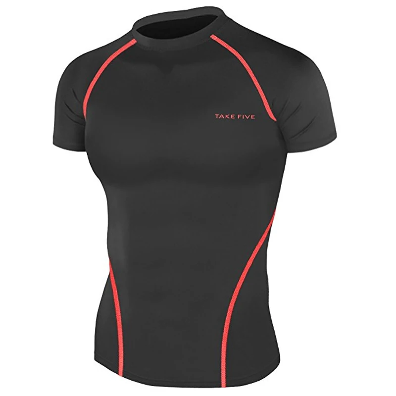 

New Take Fivev Under Base Layer Short Top Tight Deeep Gary Red Line-055-