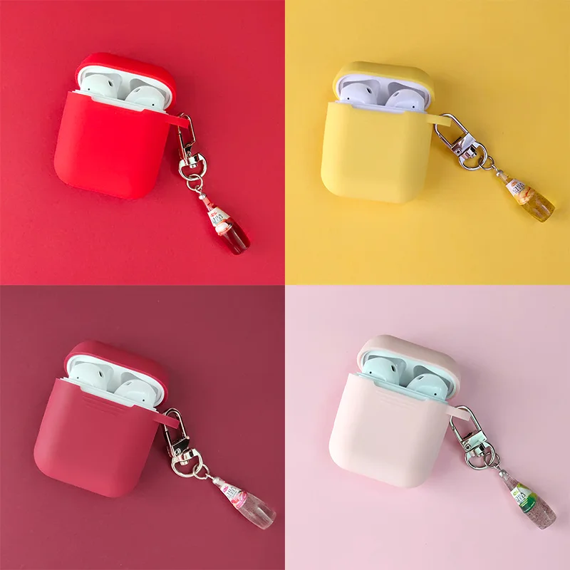 

Simple Cute Wine Bottle Red Silicone Case for Apple Airpods Cover Case Accessories Bluetooth Earphone Bag Protective Cover Gift