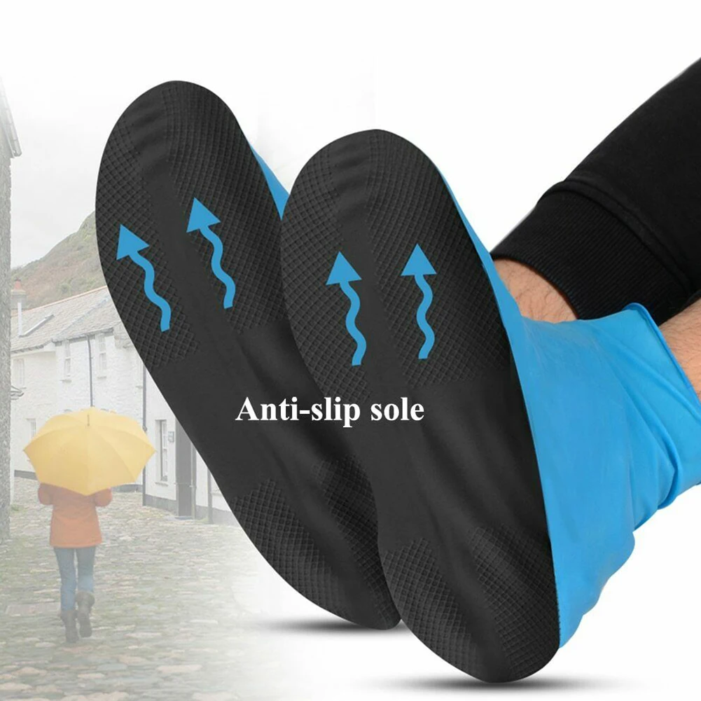 1Pair Portable Elastic Travel Emulsion Protective Shoe Cover Thick Sole Waterproof Cycling Anti Rain Accessories Foot Wear