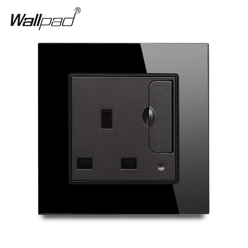 Wallpad S6 белая черная стеклянная панель одна 13A британская настенная розетка с 2 usb