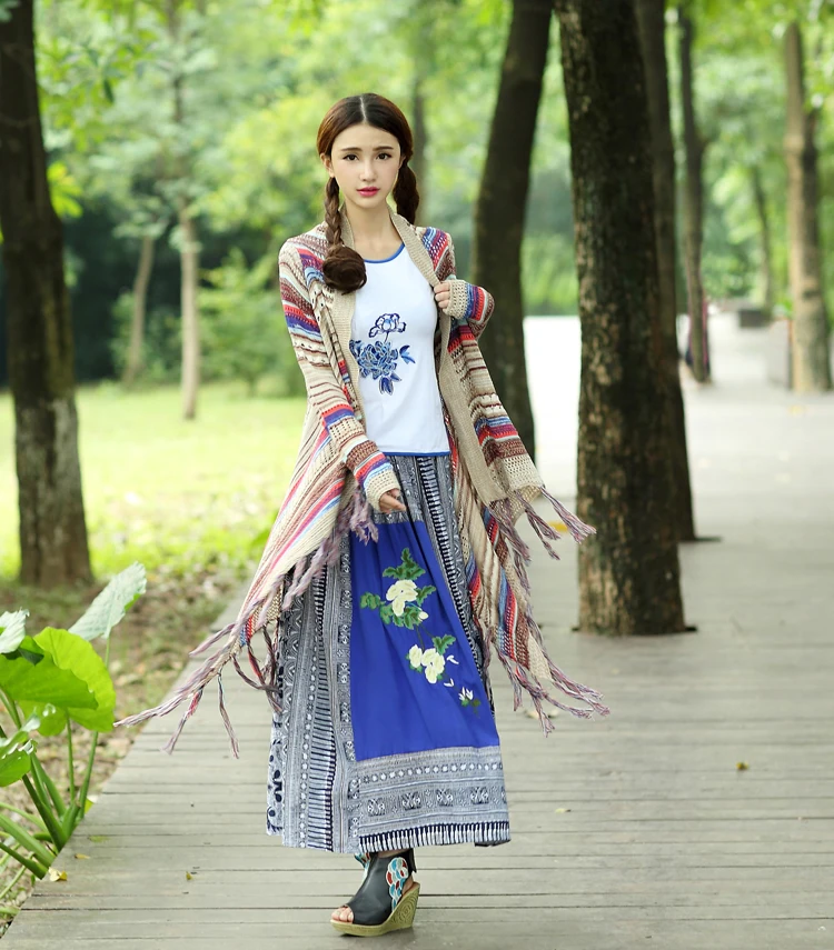 

Hot Sale Women's Autunm Winter Knitted Cardigan Sweater BOHO Tassel Sweaters christmas sweater Coats Free Shipping