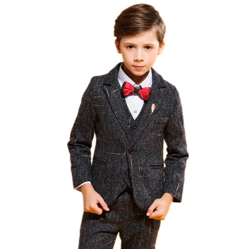 New Kids Wedding Suits Fashion Boys Blazer Vest Trouser 3pcs Set Children Formal Tuxedos School Suit Gentleman Clothing | Детская одежда