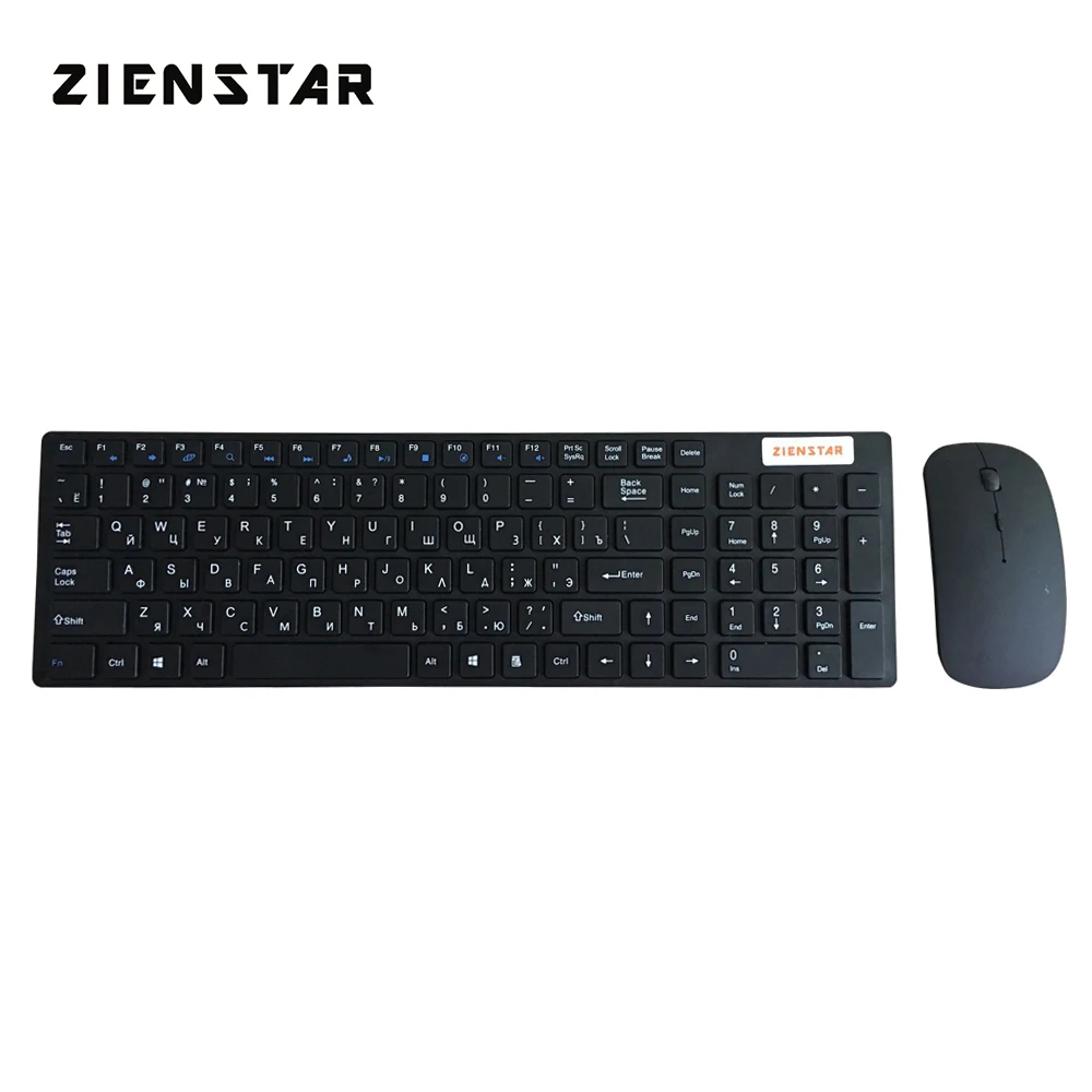Pаспродажа Zienstar русская беспроводная клавиатура 2,4G с usb приемником для настольного компьютера, ПК, ноутбука и Smart tv