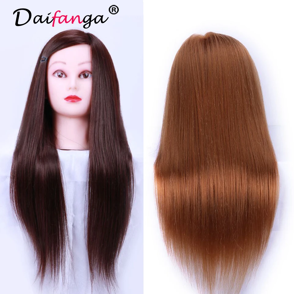 Hot Sale Training Mannequin Head With Hair 20 Inch Natural Brown