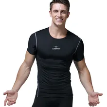 Мужские компрессионные футболки быстросохнущие футбольные майки Спортзал Фитнес Бодибилдинг колготки спортивные футболки топы