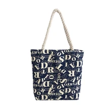 7 шт./лот Женская парусиновая пляжная сумка с принтом Большая вместительная женская сумка для покупок на молнии Женская Повседневная сумка для покупок