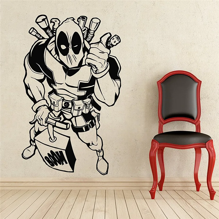 Deadpool Wall Decal Superhero Vinyl Sticker Wall Decor Waterproof Decal
