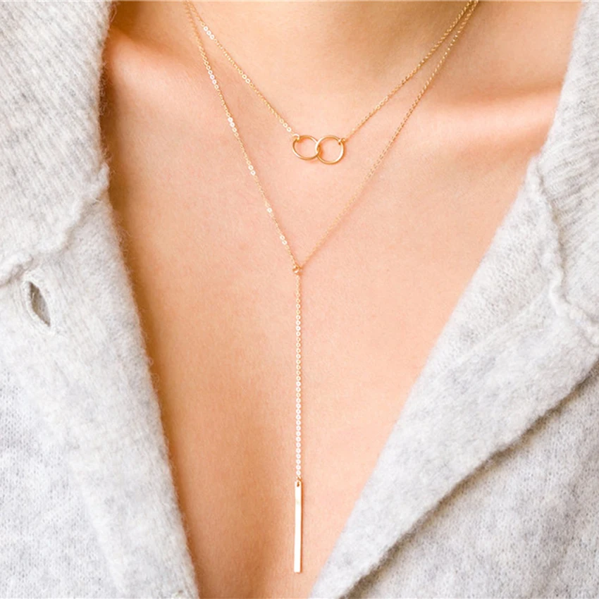 

Laramoi 925 Sterling Silver Statement Stick Pendant Lariat Choker Korean Style Simple Design Necklace for Women Girls Ladies