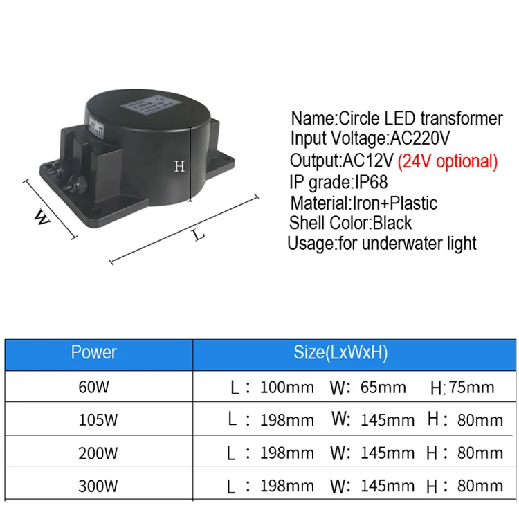 Трансформатор освещения AC12V IP67 Водонепроницаемый подводный светодиодный драйвер AC24V 60 Вт 300 Питание AC 110 V 220 V адаптер переменного тока Светодиодный светильник для бассейна