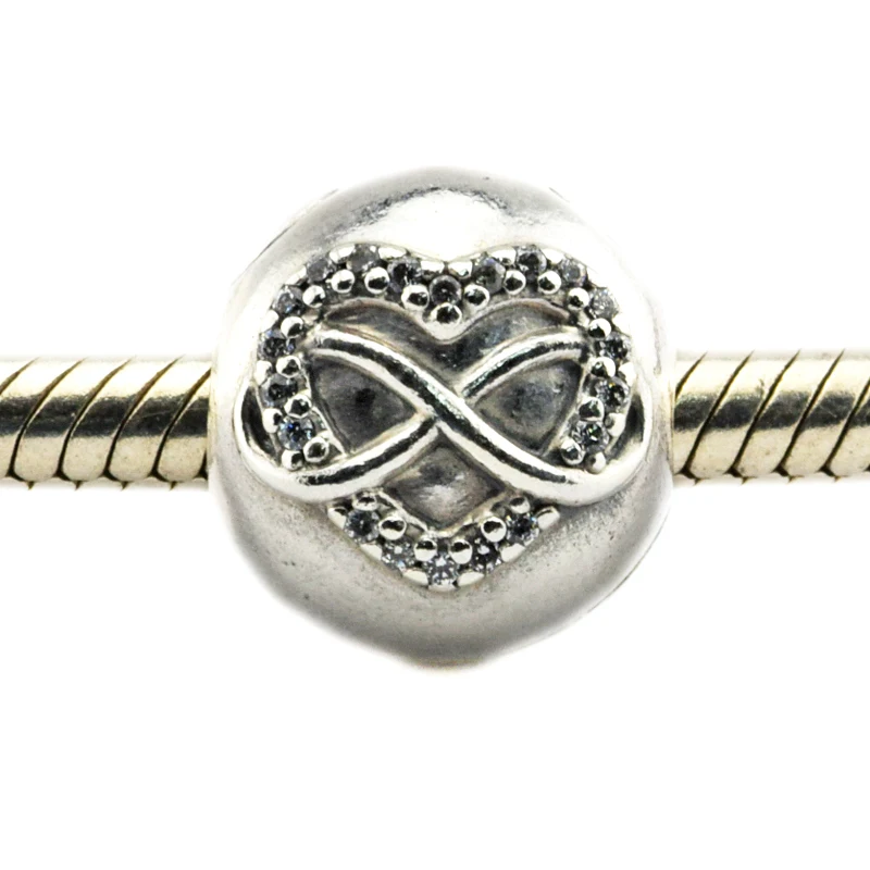 Fits For Pandora Bracelets Infinity Heart Charms With Clear Cubic