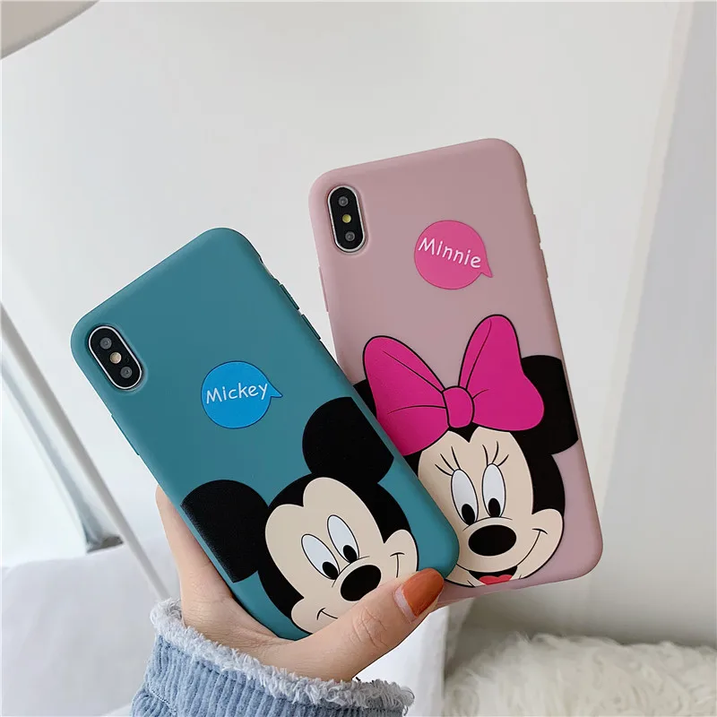 

Fashion Case for iPhone 7 Coque Fundas iPhone Xs Max X XR 8 6 6s Plus Luxury Brand Case Mickey Minnie Mouse Simple Phone Cover