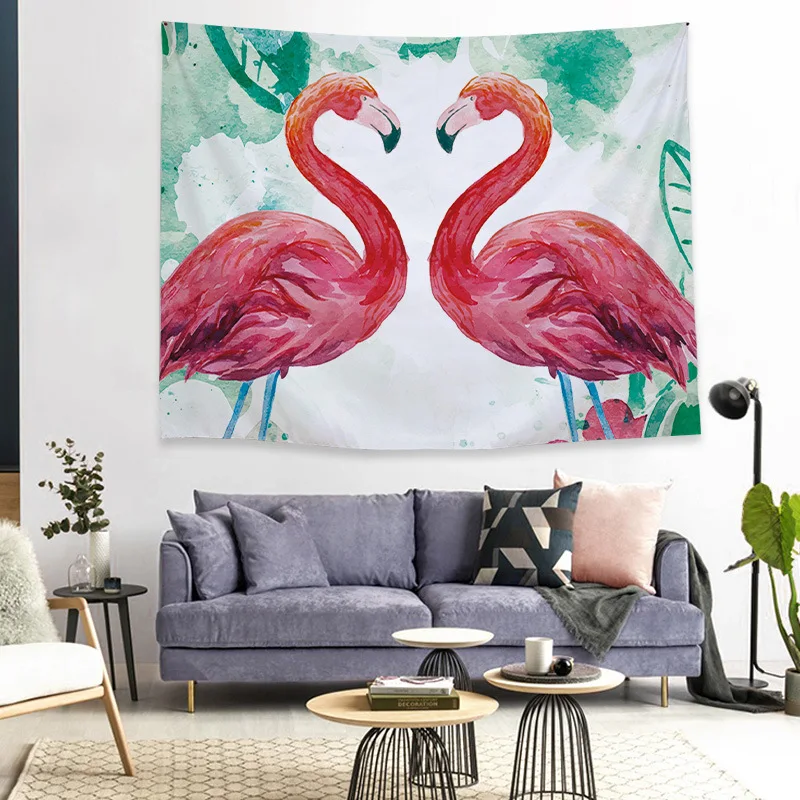 Whale flamingo Galaxy Hanging Wall Tapestry Hippie Retro Home Decor Yoga Beach Mat Carpet Blue White 95x73cm