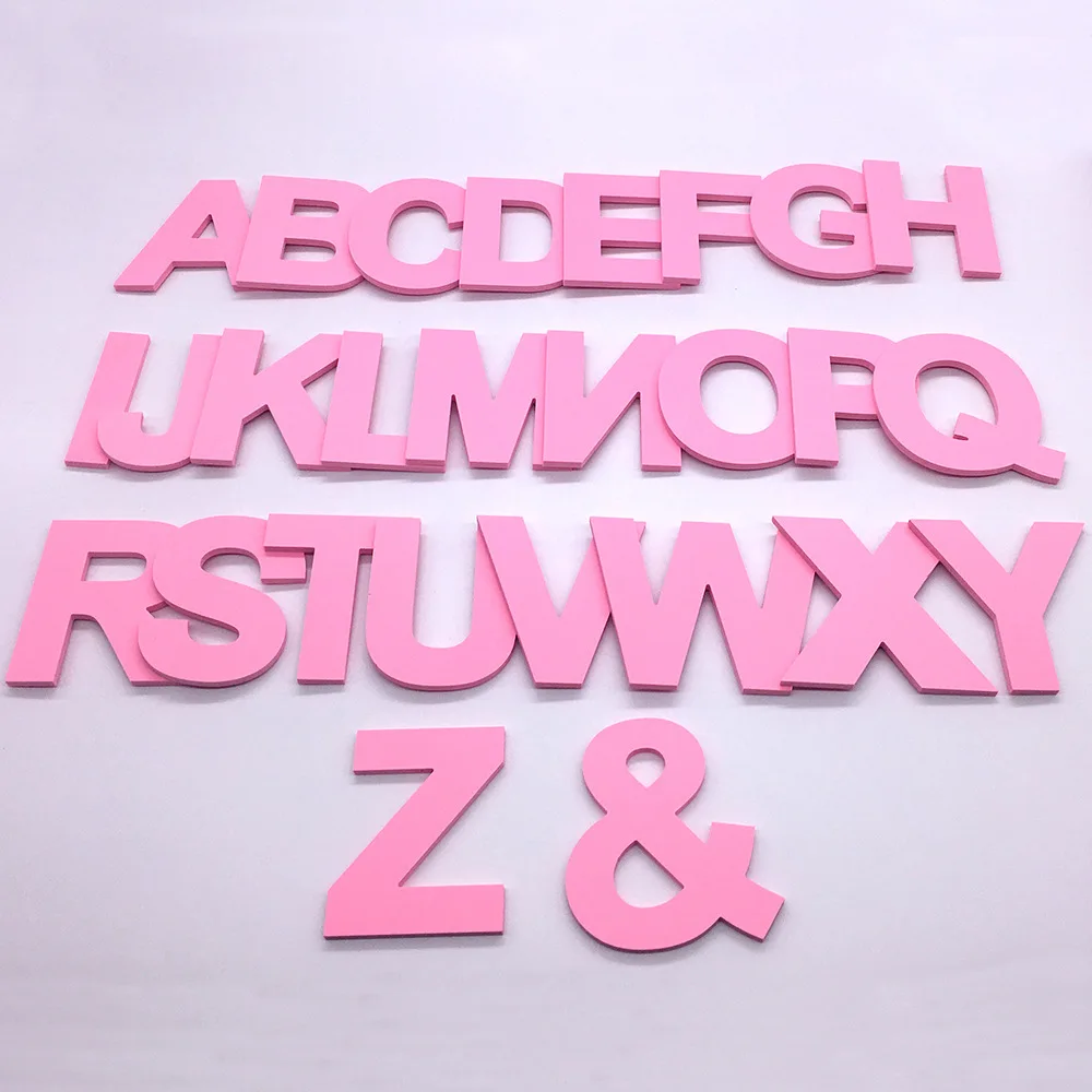 

DIY 3D Pink Capital English Letters Wall Stickers Living Room Bedroom Background Wall Home Decor PVC Removable Wall Stickers@02