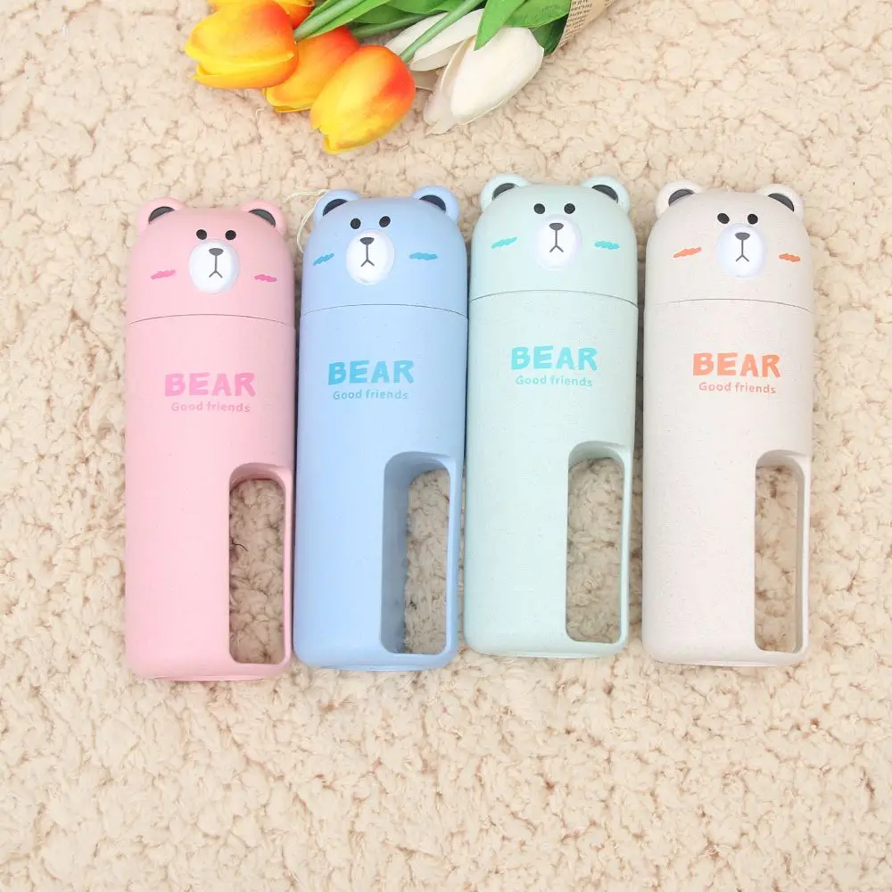 2 1 Cartoon Toothbrush Set Toothpaste Holder Wash Organizer Cup with Toothbrush Traveling Bathroom Oral Hygiene 2