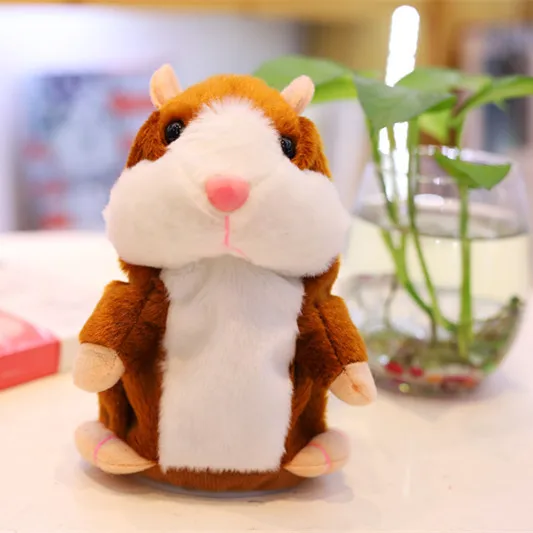 TUKATO Talking Hamster Mouse Pet Plush Toy Hot Cute Speak Talking Sound Record Hamster Educational Toy for kids - Цвет: light brown