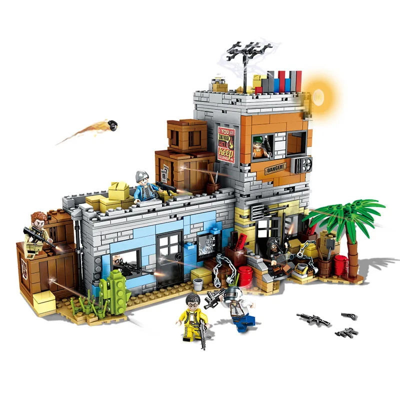 

3 IN 1 New Legoing PUBG Game Environment Street Fighting Model Set Assemble Building Blocks Eat Chicken Figures Children Toys