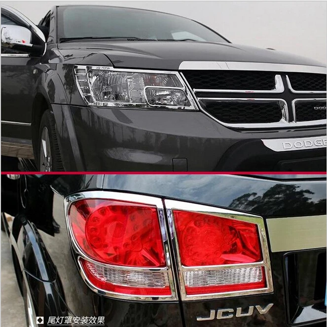 

ABS Chrome Car ABS Chrome Front Headlight + Rear Tail Light Cover Trim For Dodge Journey JCUV 2013 2014 2015 2016 2017