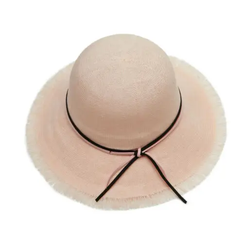 

Women Wide Brim Sun Hat Women Hat Wide Big Brim Summer UV Protect Travel Derby Beach Sun Cap With Bow-knot Foldable Cap Female