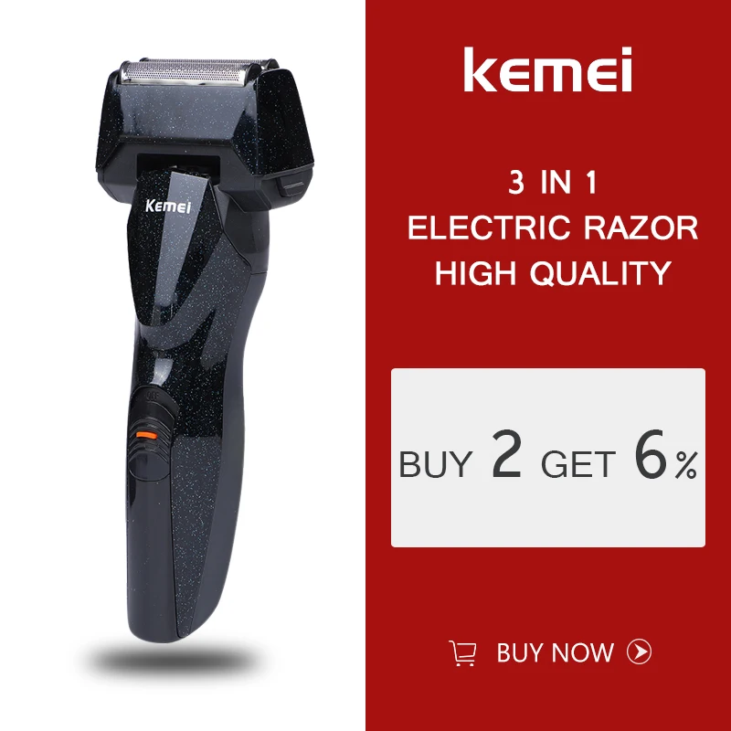 

Kemei KM-5890 3 IN 1 Male Beard Razor Electric Cordless Hair Clipper Rechargeable Multifunction Reciprocate Hair Trimmer Shaver