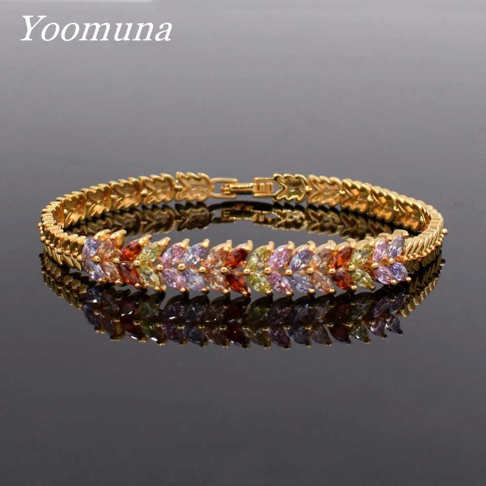 Новые Модные женские ювелирные изделия великолепные серебряные листья кубический циркон серебряный свадебный браслет c 366