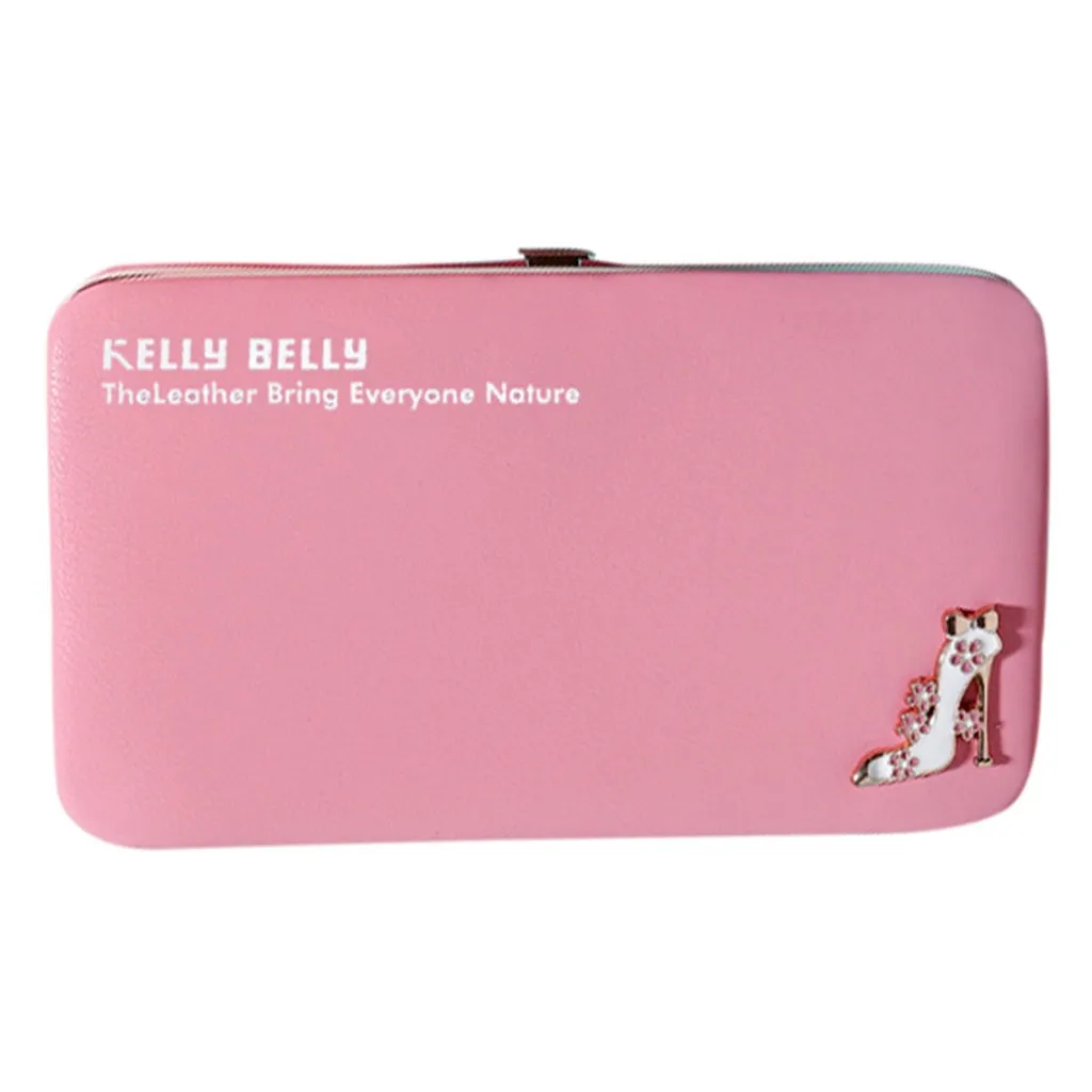 Модный женский кошелек многофункциональный длинный мобильный кошелек для телефона с отделением для карт Портмоне кошелек женский короткий кошелек кожаный - Цвет: Pink