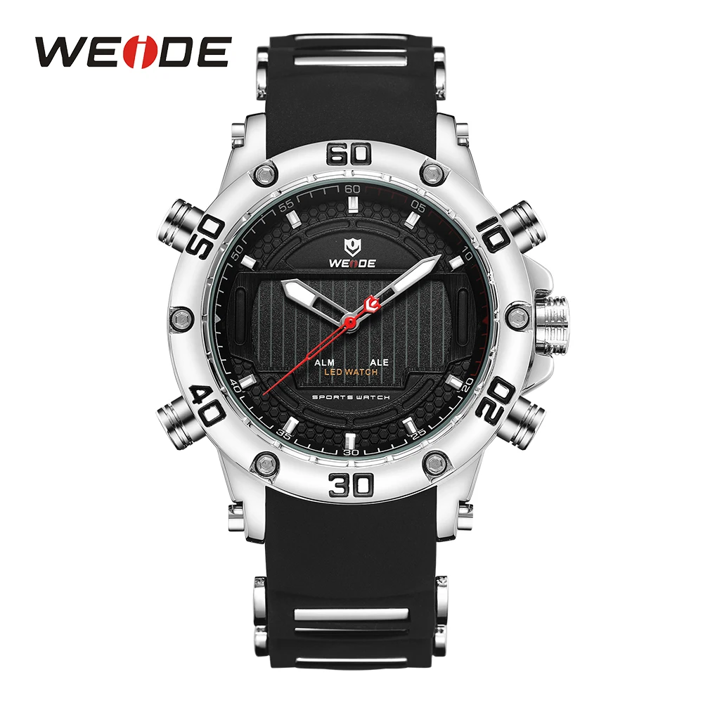 

WEIDE Mens Fashion Casual Business Digital Display Silicone Strap Auto Date Military Chronograph Wristwatch Relogio Masculino