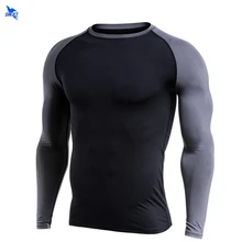 Мужская Футболка реглан с длинным рукавом для тренажерного зала, фитнеса, быстросохнущая эластичная компрессионная футболка для бега, дышащая спортивная одежда, Рашгард Для mma, топы