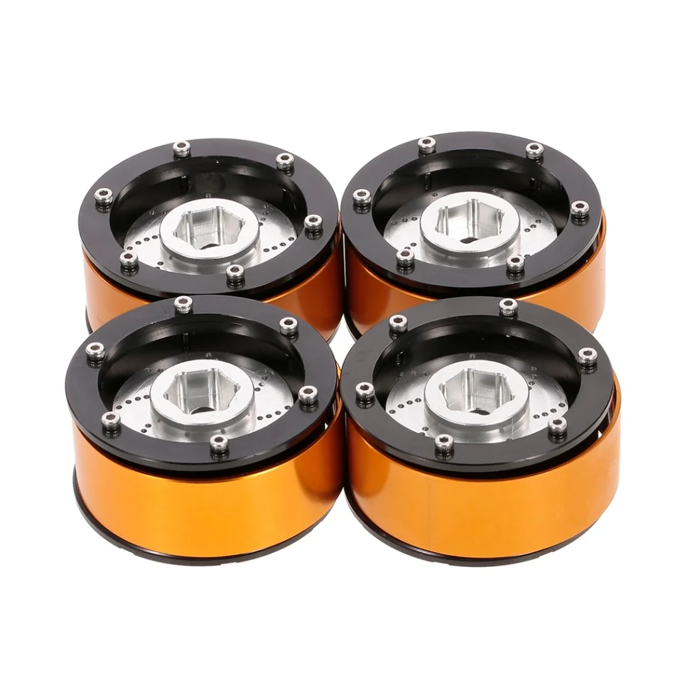 

4Pcs RC Car Tire 1.7 Inch Metal Wheel Rim Beadlock with Brake Disc for 1/10 SCX10 90018 Climbing RC Car Upgrade
