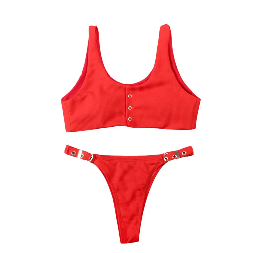 Hot Babes Bikini Set U Neck Wide Strappy Biqiuini 7