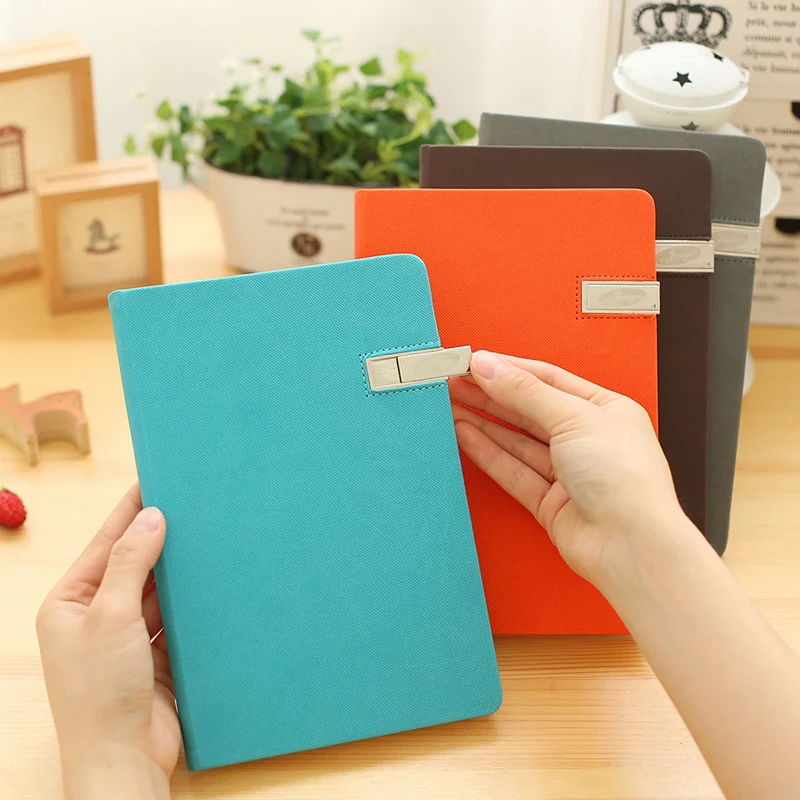 

Original Office Stationery PU Leather Hardcover Notebook with 8G USB Disk Buckle Discolored Sketchbooks Notebooks Agenda Diary