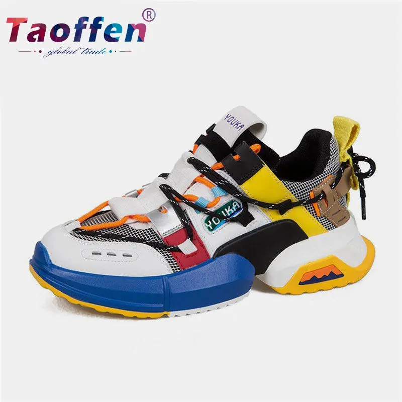 

Taoffen Women Sport Shoes Colorful Cool Running Shoes Daily Casual Shoes Women Platform Trainers Cushion Footwear Size 35-39