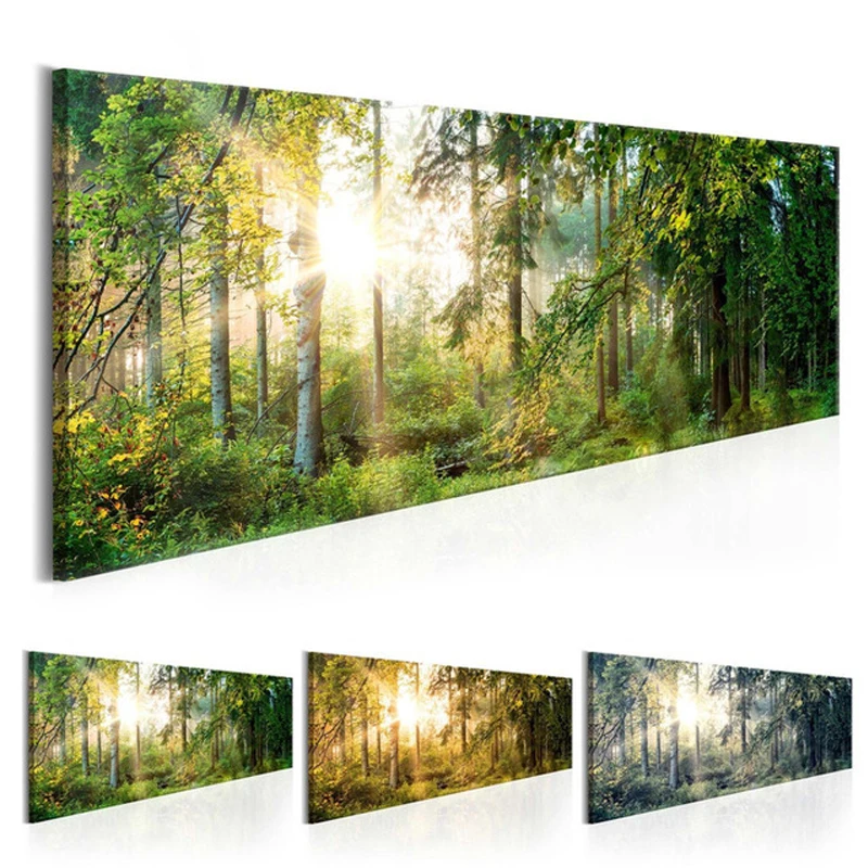 

Sunshine and Green Tree Prints Forest Landscape Poster Diy Diamond Painting Natural Wall Sticker Diamond Embroidery Art ZP-1282