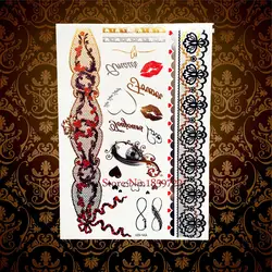 1 шт. сексуальные красные губы Дизайн флэш-Съемный Временные татуировки Наклейки Для женщин hyh-101 Большой Золотой Браслет 3D глаз Губная