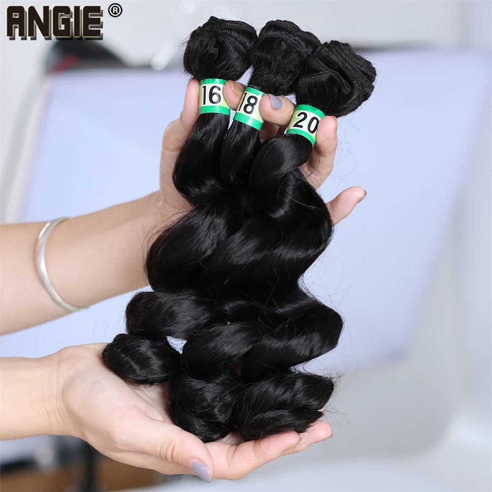 ANGIE черные свободные пучки волнистых волос 16-20 дюймов чистый цвет синтетическая ткань большие Кудрявые Волнистые Наращивание для черных женщин