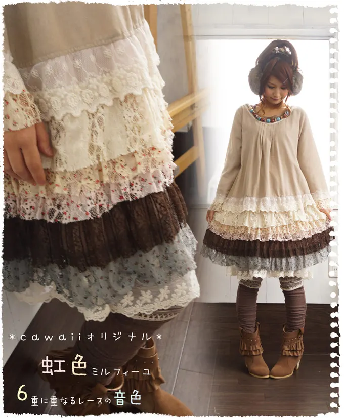 linen sweet cotton lolita ethnic embroidery casual gothic robe longue femme lace ruffles tunique hippie boho