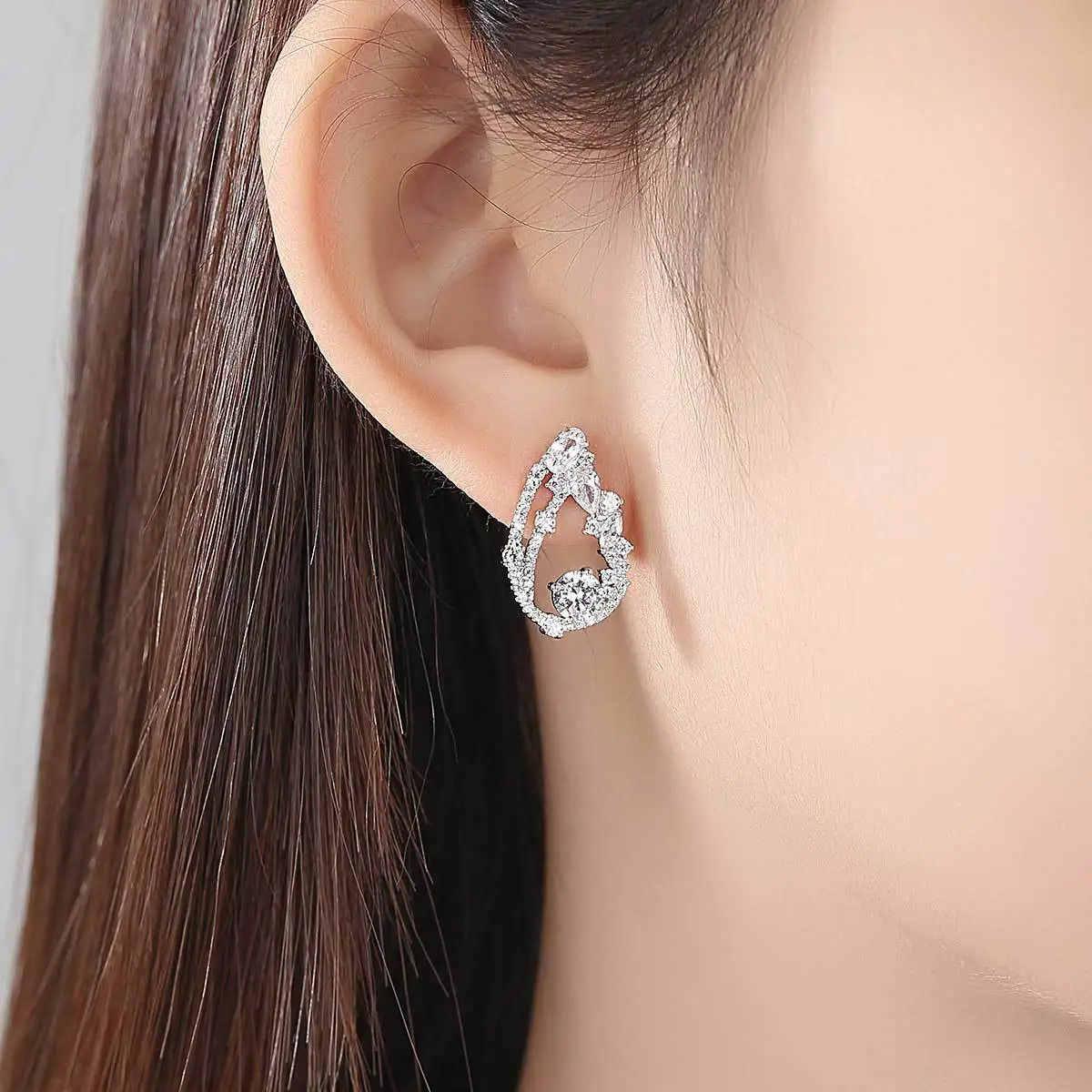 Crystal Tear Drop Shaped Stud Earrings Shiny Cubic Zircon Water Jewelry for Women Party Dress | Украшения и аксессуары