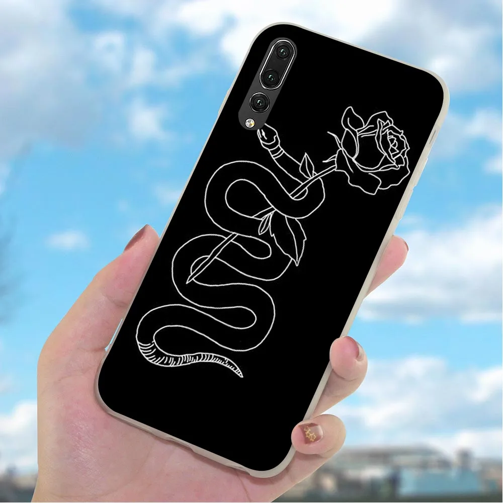 Мягкий чехол из ТПУ с изображением черепа и змеи для телефона Huawei Honor 6A 10 8 9 Lite 7A Pro