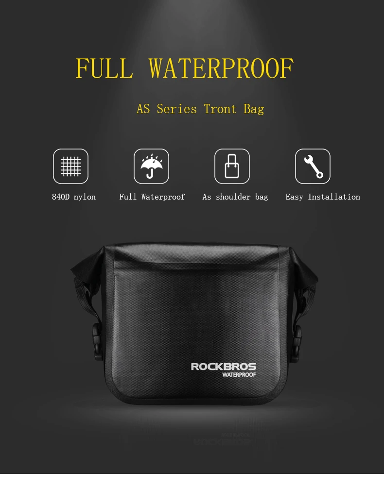 Best ROCKBROS 4L Bicycle Bag Portable Reflective Waterproof  Large capacity Quick Release Bags mtb Shoulder Pack Front Tube Bike Bag 10