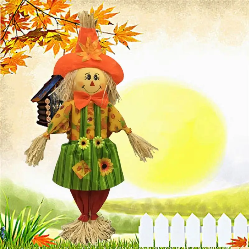 Spaventapasseri Ornamenti Piedi Fiore Paglia Bambola Desktop Layout Zhichy Decorazione di Halloween per scuola materna in aula Spaventapasseri Ornamenti Piedi Fiore Paglia Bambola Desktop Layout Zhichy Decorazione di Halloween per scuola materna in aula