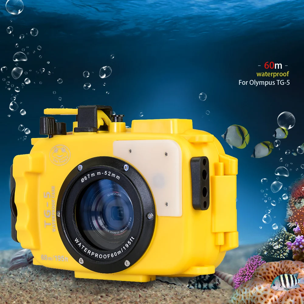 Водонепроницаемый футляр для подводной камеры SeaFrogs 60 m/195ft для Olympus TG5+ 67 мм красный фильтр 3 цвета