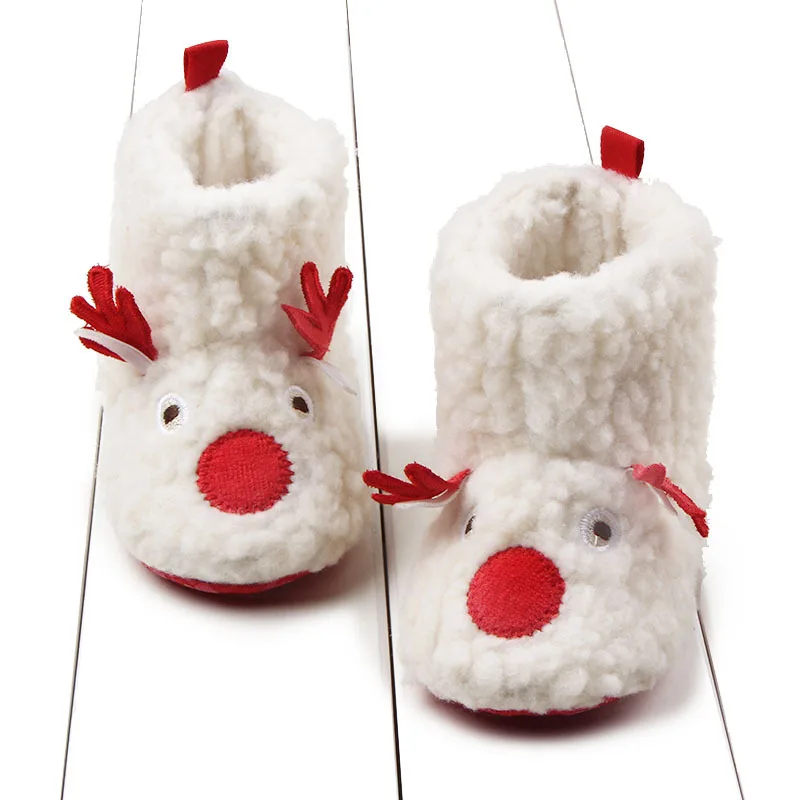 

Winter Warm Snow Boots for Girls Baby Shoes Cartoon Christmas Elk Soft Sole Plush Infant Toddler Boy Shoes Newborn Booties Gifts