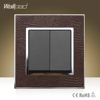 

Wallpad Hotel Square 2 Gang Reset Curtain Switch Goats Brown Leather Double Control 2 Gang MomentaryPush Button Light Switch