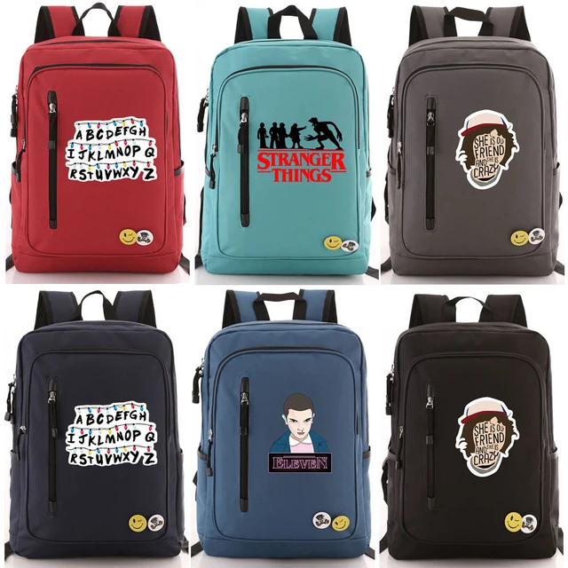 Strange Things TV Series Style Backpack Bag Zipper Pocket Bag Men Women  BookBag Student School Travel Laptop Bag Mochila Badge - AliExpress
