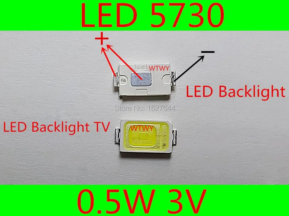 100 шт. SHINEON светодиодный 5730 светодиодный подсветка ТВ высокой мощности 0,5 Вт 3 в светодиодный подсветка холодный белый для светодиодный ЖК-Телевизор подсветка применение