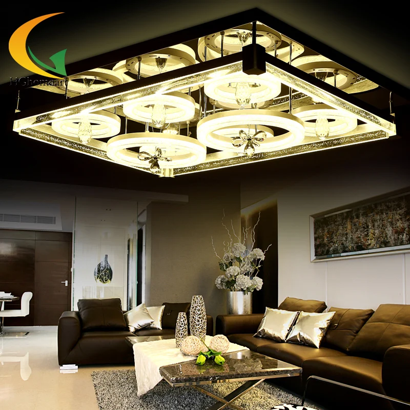 

Living room lighting rectangular atmosphere crystal lamp remote control LED ceiling lamp master bedroom lighting moder